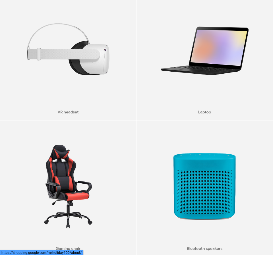 casque VR, ordinateur portable, chaise gamer et enceinte bluetooth